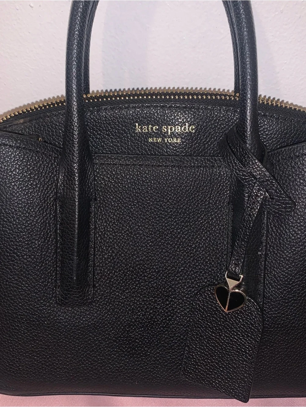 kate spade Black Pebbled Leather Small Handbag with Charm